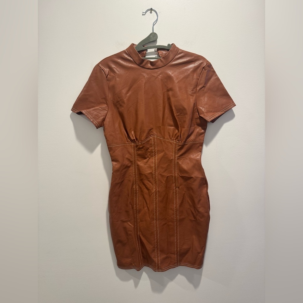 ASOS DESIGN faux leather mini dress